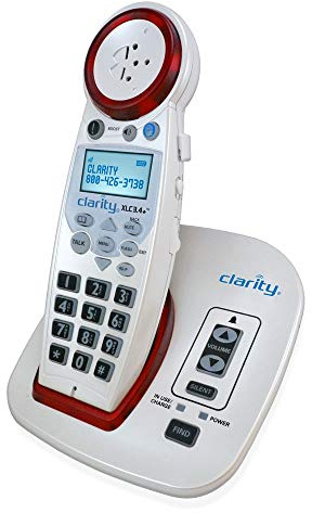 Clarity XLC3.4+ Amplified Cordless Landline Phone for Seniors, Elderly, Hard of Hearing, Hearing Impaired | Portable 50dB Home Phone w/Built-in Telephone Amplifier, Loud Ringer, Talking Caller ID
