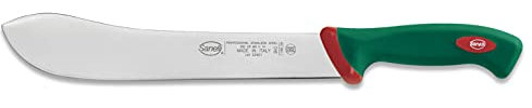 Sanelli linea Premana Professional Coltello Scimitarra Larga XL, Acciaio inox, Verde/Rosso, lunghezza lama 26 cm.