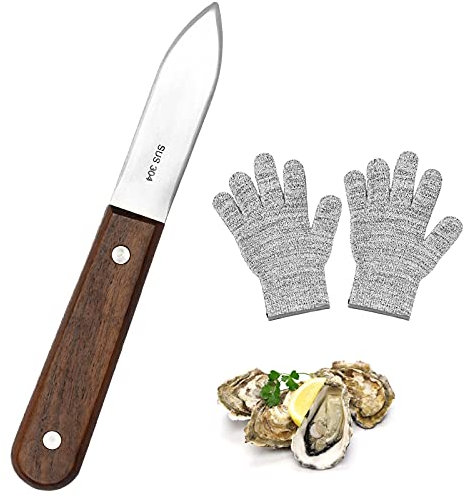 Bakecat Oyster Knife, 1 Pcs Oyster Shucker Knife And 1 Pairs Glove Set
