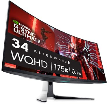 Alienware Aw3423Dw 34.18 Curved Quantom Dot OLED Gaming Monitor, 3440 x 1440 pixels @ 175Hz, Curvature 1800R, Grey to Grey (0.1Ms), Contrast Ratio 1. 1.07 Thousand