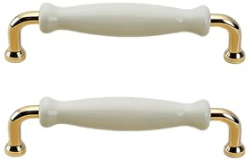 TopHomer Poignée de placard de 2 pièces, poignée d'armoire en alliage de zinc céramique, poignées de porte de tiroir de cuisine, boutons de porte, pour le tiroir-robe (centre de trou: 128mm)