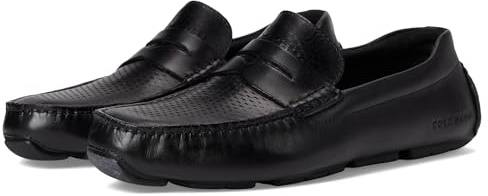 Cole Haan Men's Grand Laser Penny Driver Driving Style Loafer, Black/Black, 9 UK