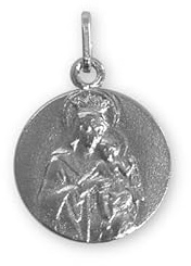 Jesu Jungfru av Carmen och det heliga hjärtat av Jesus hängande medalj i sterling silver, Silver