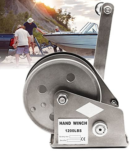 1200lb Argano Manuale con Gancio e Cavo, Verricello Manuale Barca, Manovella a Mano per Barca, Sollevamento e Trazione Attrezzo 5m/10m/15m/20m/25m/30m(Size:10m)