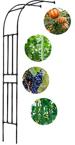 Metall Rosenbogen Garten Halbbogen Rankhilfe Rankgitter Torbogen Für Kletterpflanzen Verzinkt Halb-rosenbogen Witterungsbeständig(Schwarz,180x240cm/5.9x7.9ft)