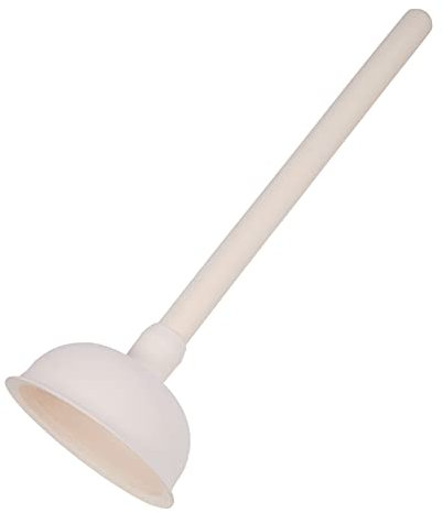 'aquaSu® Farbiger Pömpel in Weiß, Pümpel für WC, Wanne, Dusche, Waschbecken, Urinal, mit Ø 135 mm, Farbig: weiß, Holzstiel, löst Verstopfungen, Umweltschonend, Chemiefrei, 250849