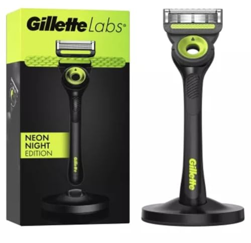 Gillette Labs Rasoir Manuel Homme, Manche Réutilisable Et Cartouche De RechargeGilletteLabs A 5 Meilleures Lames De La Marque, Tête Flexible Et Barre Exfoliante Pour Un Rasage Du Visage Confortable