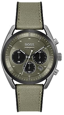 BOSS Montre Chronographe à Quartz pour homme Collection TOP avec Bracelet en acier inoxydable o silicone