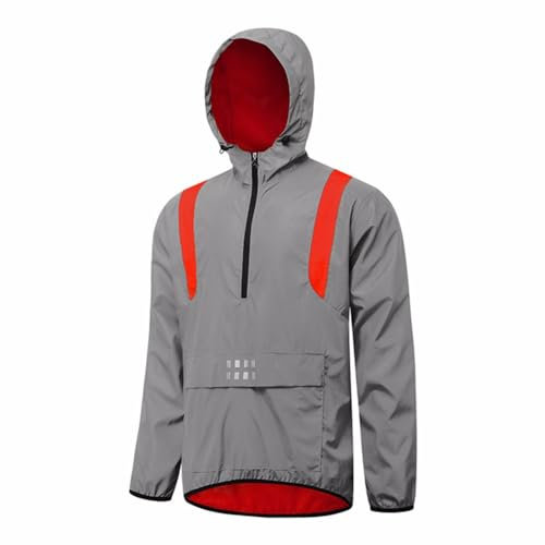 Reflektierende Fahrradjacke Damen Herren Wasserdicht Atmungsaktiv Sommer Laufjacke Damen Regenjacke Leichte Radjacke Windjacke Softshelljacke MTB Radsport Jacke Für Radfahren Laufen,Red-XXL