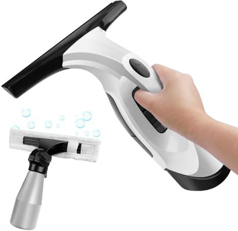 Akku Fenstersauger 2200mAh 3 in 1 wiederaufladbares Fensterreinigungsset, 28cm Klinge, 150ml Wassertank, 30min Laufzeit, Leichter elektrischer Wischer für Fenster, Fliesen, Glas, Spiegel
