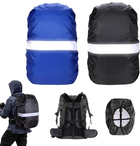 2 Pack Housse de Pluie pour Sac à Dos avec Bandes réfléchissantes, 45L, Housse de Pluie imperméable pour Sac à Dos, Sac d'école pour la randonnée, Le Camping, Les Voyages, Le vélo