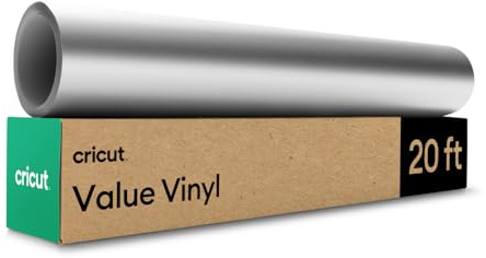 Cricut Value Vinyl | 30.5 cm x 6.1 m (12 x 20 ft) | Self Adhesive Permanent Vinyl for All Cricut Cutting Machines | Silver