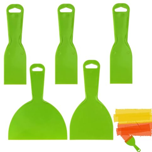5 Pcs Plastic Scraper Set, Filler Spreader Tools for Paint, Drywall, Wall Repairs - Non-Scratch Filler Scraper, Flexible & Durable for Home Improvement and DIY Projects