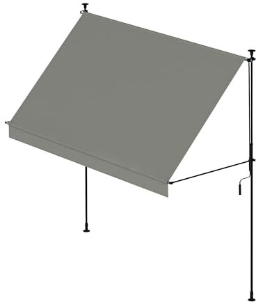 Wasabi - Toldo Portatil 300x120cm Cityline - Altura Ajustable - Montaje sin Taladrar - Lona Protección UV - Inclinación Regulable - Resistente para Exteriores, Jardín, Balcón - Gris