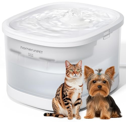 Homerunpet Fuente para Gatos Sin BPA de Tritan, 2,5L Bebedero Gatos Lavable en Lavavajillas con Super Silenciosa Bomba Sin Cable, Fuente de Agua con Filtro de Carbón Activado