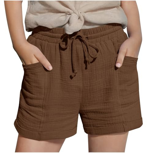 Pantalon Corto Niño,Pantalones Corto de Verano para Niñas y Niños Holgados Rectos Pantalon Corto con Cintura Elástica Casual Color Sólido Shorts de Verano de Playa Chándal Chica 6-15 Años