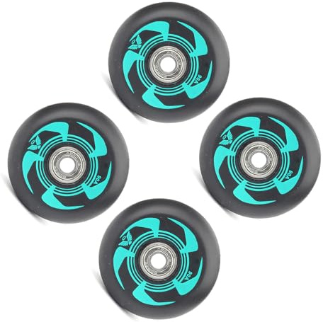 JCXYL EV Lot de 4 Roues de Roller en Ligne 90A pour Patins à roulettes Simples, 72 mm, 76 mm, 80 mm, en PU, pour Sports de Plein air et Patinage,Green and Black,72mm