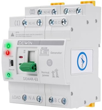 Wattive Interruptor de Transferencia Automático, ATS 4P 63A 400V Dual Power Automatic Transfer Switch Trifásico de 4 Hilos Conmutador de Transferencia Automática de Corriente de Emergencia, G2R