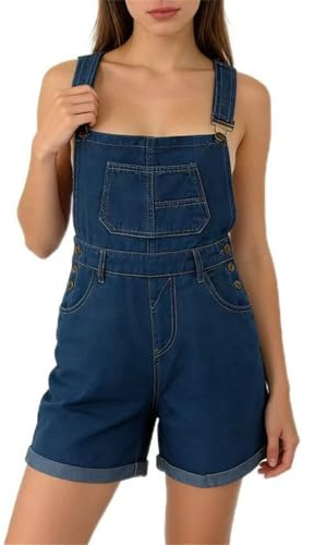 Kort denim hängselbyxor för kvinnor UK - Ärmlösa övergripande shorts kvinnor - overall med sidoficka shorts ärmlös denim overaller små hängselbyxor sparkdräkt med ficka hängslen haklapp overaller