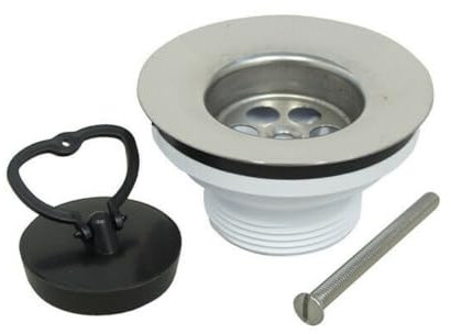 Schläfer 439801 | Bonde à panier Ø80 mm en inox – évacuation universelle 11/2 pour évier de cuisine ou lavabo, avec bouchon et panier, installation facile, Made in Italy