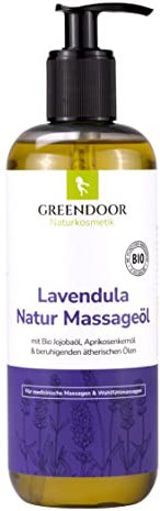GREENDOOR Naturkosmetik Massageöl Lavendula 500ml SPARPACKUNG, mediterrane Mischung ätherischer Öle, natürliche Inhaltsstoffe, Naturkosmetik Natur pur, Geschenke