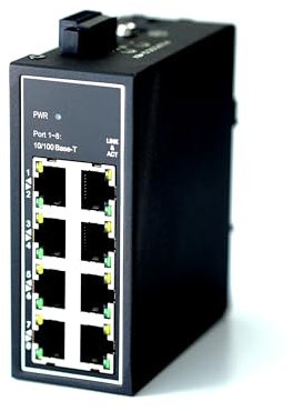 WIWAV WDH-8ET-DC 10/100Mbps Switch Ethernet industriali a 8 Porte Non gestiti con Guida DIN/Montaggio a Parete (UL in Lista, Senza ventole, -30°C ~ 75°C)