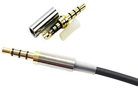 KetDirect 2Pcs Gold 4 Pole 3.5mm Male Repair headphone Jack Plug Metal Audio Soldering headset connector silver