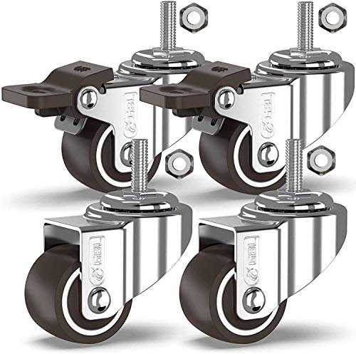 GBL 4x Möbelrollen mit 2 Bremsen - 4 Schwerlast Rollen für Möbel mit 2 Bremsen - 25mm M8x20mm Gewinde x 40kg Schwerlastrollen - Lenkrollen Transportrollen Laufrollen