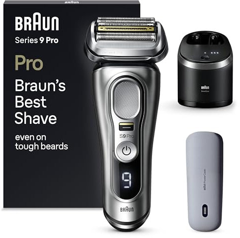 Braun Series 9 Pro Premium Elektrorasierer mit 4+1 Scherkopf, Rasierer Herren Elektrisch, ProLift Trimmer, PowerCase, 5-in-1 Reinigungsstation, Made in Germany, Wet&Dry, 9497cc, silber