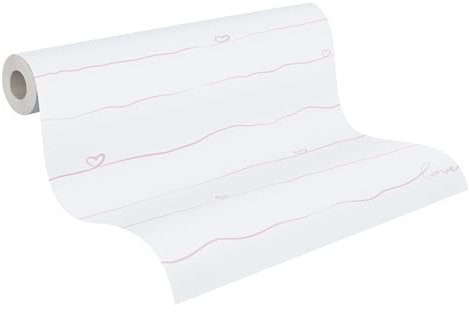 A.S. Création 381402 Little Love Papier peint sans PVC pour chambre d'enfant Motif cœurs Rose/blanc satiné