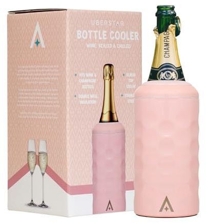 Wine Cooler Chiller Pink/Double Wall Stainless Steel Vacuum Seal/Gift for Wine Prosecco and Champagne/Cold for Hours
