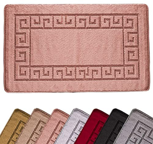 renoazul® Anti Slip Washable Large Door Mat, 60 x 110 cm Heavy Duty Waterproof Indoor Door Mat, Non Slip Carpet Rug for Home, Kitchen and Bedroom Décor (Gel Back Rocco Rug - Pink)