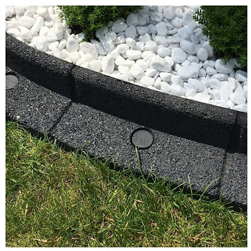 FlexiBorder - Bordura per aiuola - Bordura flessibile da giardino per prato all’inglese - vialetti - bordature rialzate - erba artificiale - Grigio - Kit 2 x 1 m di lunghezza