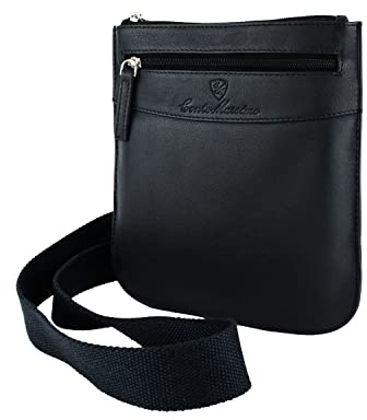 Conte Massimo Sacoche Homme en Cuir Véritable à Bandoulière Réglable, Multi-poches