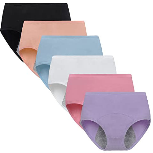 Anntry Mutandine per Il Periodo mestruale in Cotone Protettivo per Ragazze Grandi Adolescenti Slip a Prova di perdite Traspiranti Donne Biancheria Intima Dopo Il Parto 6 Pezzi
