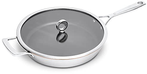 Olav son My Innovative padella rivestita con nucleo in rame, padella rivestita per induzione, forno, fornello a gas e lavabile in lavastoviglie, piccola padella con coperchio, manico in acciaio inox