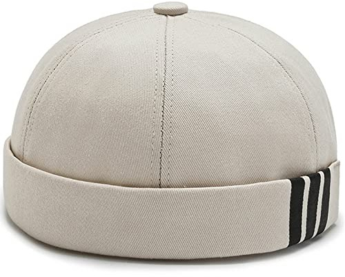 WULIQIUQIU Gorra Docker sin ala para hombre, gorro de marinero, beige, Talla única