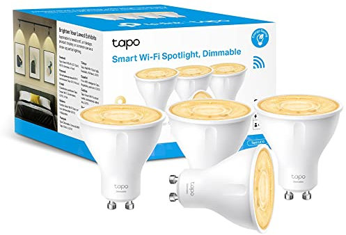 Tapo L610 (4-Pack) Smart Bulb, Alexa Light Bulb, WiFi Smart Light Bulb, GU10 Lamp Base, 1-100% Dimmable Wi-Fi LED Spotlight Bulbs, High Lumen, Remote Control, Voice Control with Alexa & Google