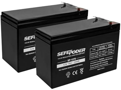 SEFEPODER 12 Volt 7ah Rechargeable Sealed Lead Acid Battery 2 Pack (F1 Terminals)