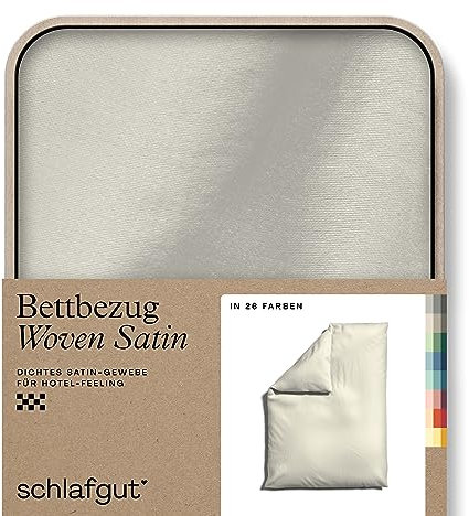 schlafgut Woven Satin Bettwäsche 135x200cm Bettdecke Bezug einzeln, Yellow Light Uni in Hotelqualität mit 100% Baumwolle