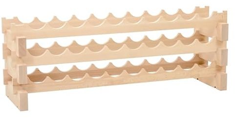 NAJDER Weinregal Holz, für 30 Flaschen, Weinständer, Flaschenregal, Weingestell, Weinflaschenregal, Weinflaschenhalter, Weinhalter, Weinlagerung, Buchholz, 3x10, Moon, Premium Qualität
