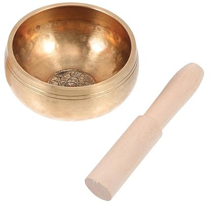 ibasenice Goldene Klangschale Mit Mallet Für Meditation Und Entspannung Als Musikinstrument Und Heimdekoration Set Inklusive Matte Für Yogapraxis Und Meditationsschalen Kupferfinish Für Hoch