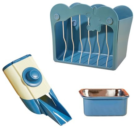 YOGOTEU Futterspender für Kaninchen, Heu, Futterset mit Futternapf, zum Aufhängen, Heu-Futterstation für kleine Haustiere, Trichter zum Aufhängen für Hamster, Meerschweinchen