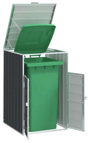 Tidyard Rangement à roulettes pour poubelles pour bac Unique Acier, Poubelle Cache Conteneur, Abri Range Déchets pour Jardin, Pelouse, Terrasse, Extérieur Style A