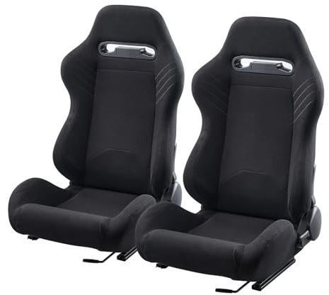 VEVOR Rennsitz verstellbares Renncockpit mit Weitwinkel-Neigung und hochelastischem Schaumstoff 2 Stk. Rennstuhl mit weichem Polyestergewebe und Q235B-Schieber, passend für Rennwagen und Go-Karts