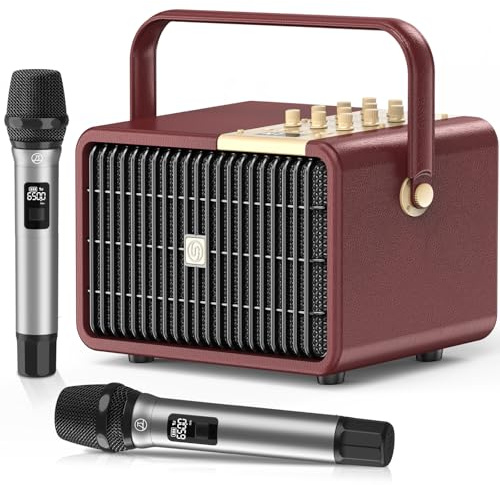 SUPNIU 320W Peak Power Karaoke Machine with Rich Deep Bass for Adults Portable Bluetooth Singing PA Speaker System Bass/Treble Adjustment with 2 UHF Wireless Microphones for Home Party Wedding Outdoor