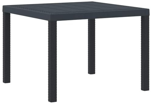 vidaXL Table de Jardin pour Repas Anthracite 100 x 100 x 73 cm, Table Moderne de Jardin, rectangulaire, en Poly rotin, mobilier Durable pour terrasse, Coin Repas résistant