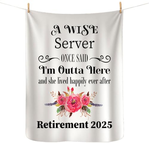 Server Retirement Blanket 2025 for Women - Gifts for Retired Attendant Food Server Manager Farewell Party Decoration for Lady Female Her - Sherpa Fleece 50x60 - Bed Sofa Couch