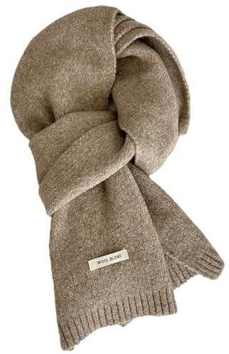 Generisch Schal Damen Herren Winterschal Einfarbiger Wollschal Strickschal Weiche Warm Kaschmir Schal Vielseitiger Winter Gestrickter Halsschal, 160 x 20 cm (Khaki)