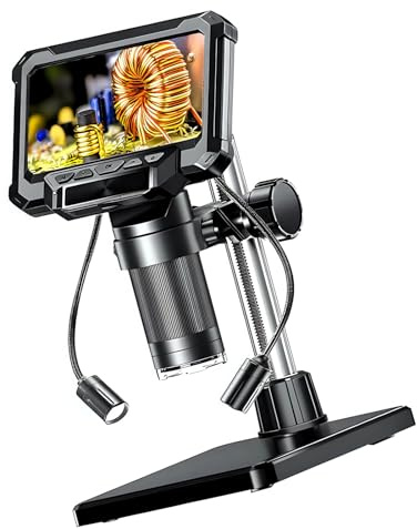 Microscope numérique de 10,9 cm de haut, zoom 1000x, avec caméra vidéo, connexion USB, lumière latérale, microscope numérique